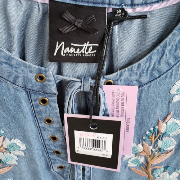 NWT Embroidered Denim looking Dress 100% Tencel - Picture 3 of 8